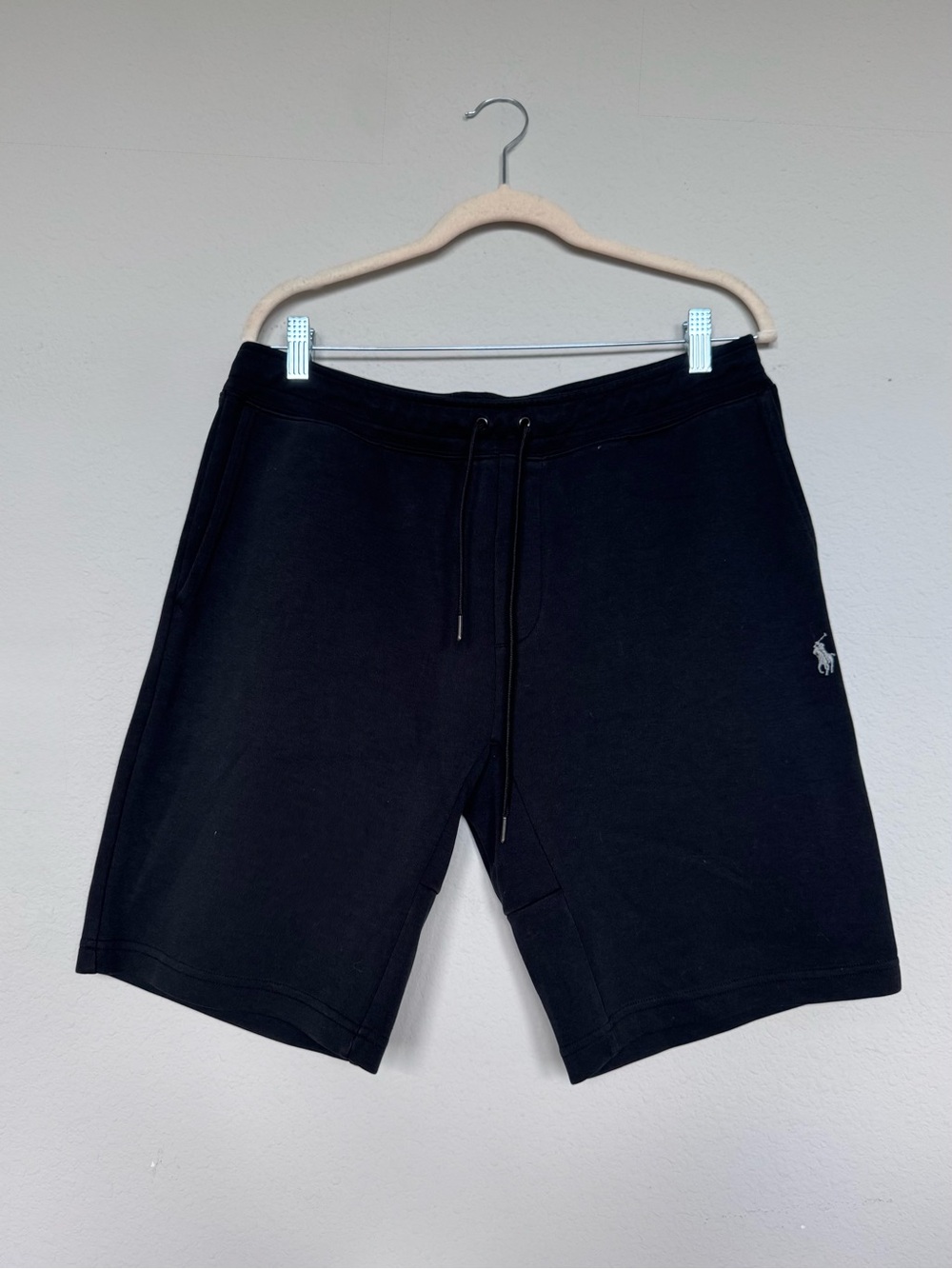 Polo Ralph Lauren Double Knit Shorts Black Silver Pony Mens Medium NWOT